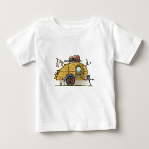 Cute RV Vintage Teardrop  Camper Travel Trailer Baby T_Shirt