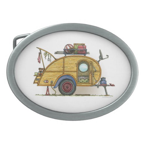 Cute RV Vintage Teardrop  Camper Travel Trailer Belt Buckle