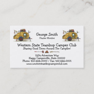 Cute RV Vintage Teardrop Camper Travel Trailer Business Card