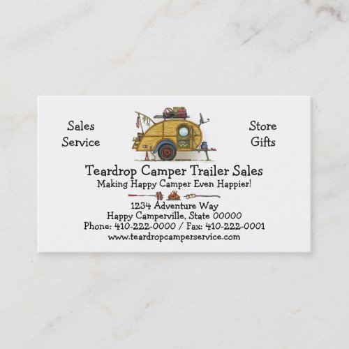Cute RV Vintage Teardrop  Camper Travel Trailer Business Card