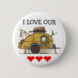 Cute RV Vintage Teardrop  Camper Travel Trailer Button