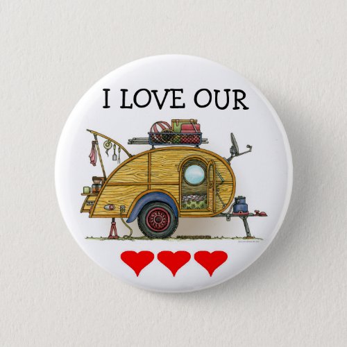 Cute RV Vintage Teardrop  Camper Travel Trailer Button