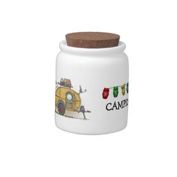 Cute Rv Vintage Teardrop  Camper Travel Trailer Candy Jar by art1st at Zazzle