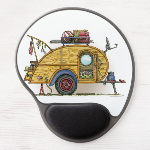 Cute RV Vintage Teardrop  Camper Travel Trailer Gel Mouse Pad