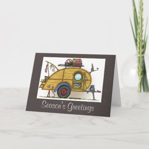 Cute RV Vintage Teardrop  Camper Travel Trailer Holiday Card