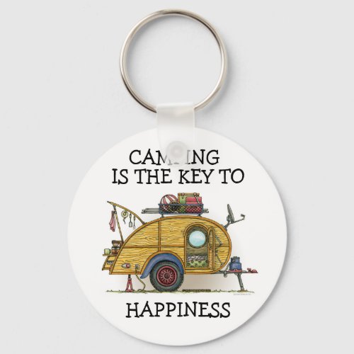 Cute RV Vintage Teardrop  Camper Travel Trailer Keychain