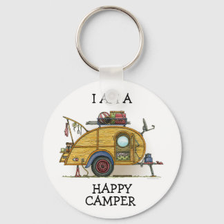 Cute RV Vintage Teardrop Camper Travel Trailer Keychain