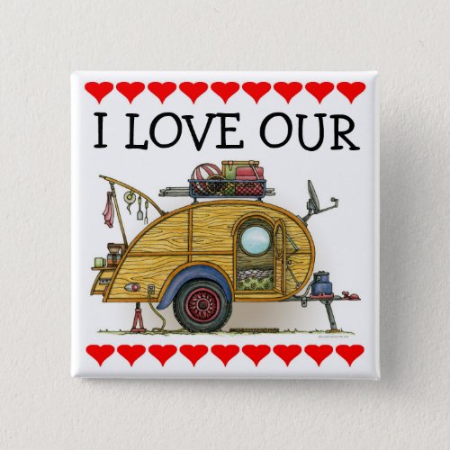 Cute RV Vintage Teardrop  Camper Travel Trailer Pinback Button