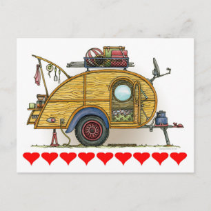 Cute RV Vintage Teardrop Camper Travel Trailer Postcard
