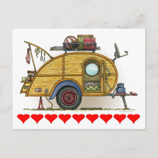 Cute RV Vintage Teardrop  Camper Travel Trailer Postcard