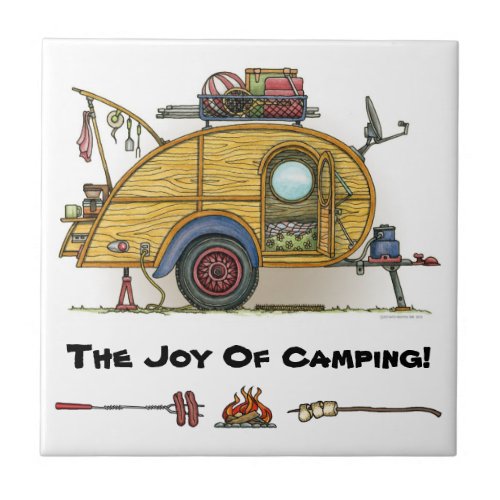 Cute RV Vintage Teardrop  Camper Travel Trailer Tile