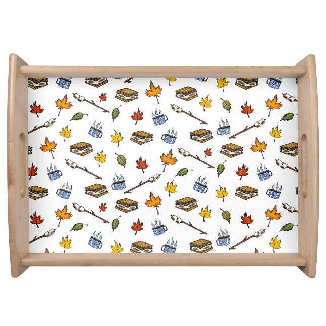 Cute S’mores Happy Camper Bonfire night Serving Tray (Front)