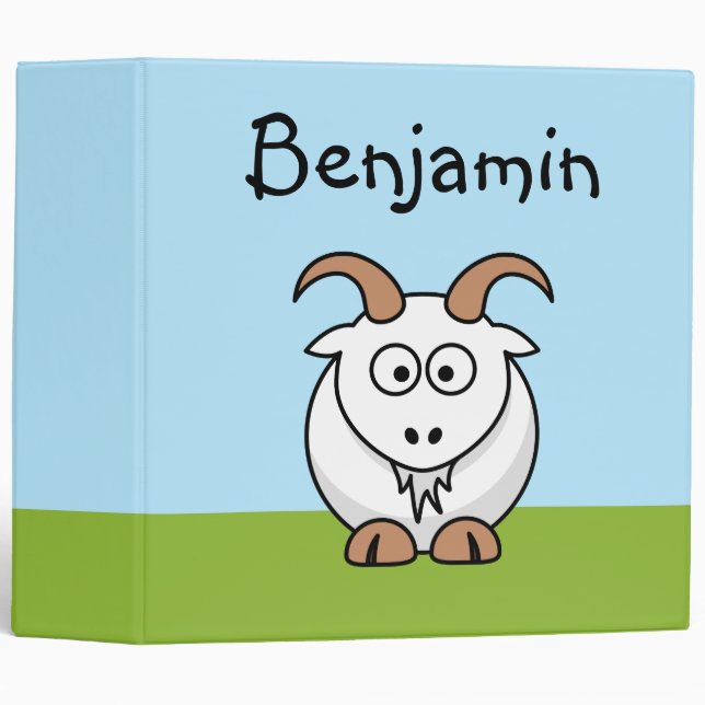 Cute Saanen Goat Cartoon for Kids Binder (Front/Spine)