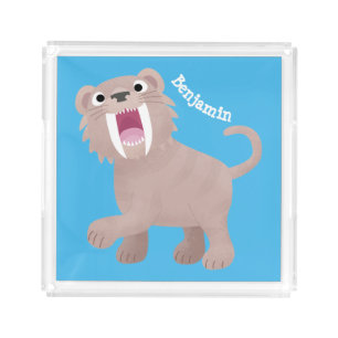 Cute Saber Toothed Tiger Smilodon cartoon Acrylic Tray