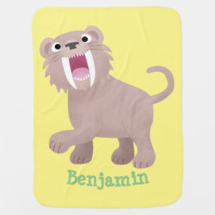 Cute Saber Toothed Tiger Smilodon cartoon Baby Blanket