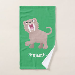 Cute Saber Toothed Tiger Smilodon cartoon Bath Towel Set