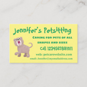 Cute Saber Toothed Tiger Smilodon cartoon Business Card