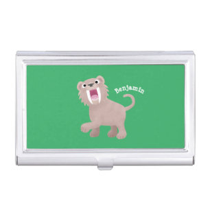 Cute Saber Toothed Tiger Smilodon cartoon Business Card Case