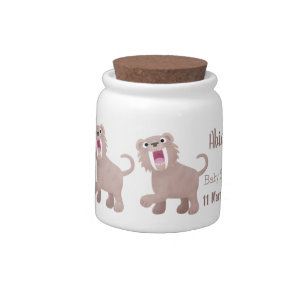 Cute Saber Toothed Tiger Smilodon cartoon Candy Jar
