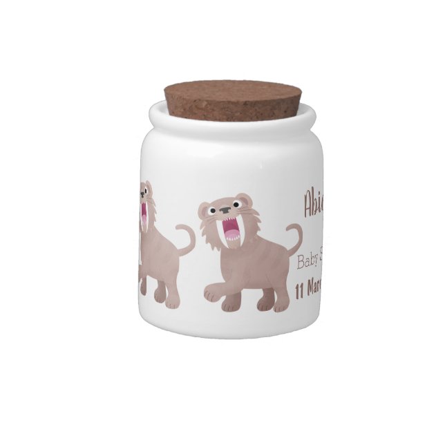 Cute Saber Toothed Tiger Smilodon cartoon Candy Jar (Left)