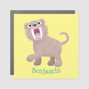 Cute Saber Toothed Tiger Smilodon cartoon Car Magnet
