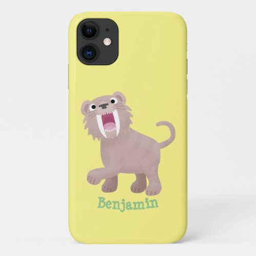 Cute Saber Toothed Tiger Smilodon cartoon iPhone 11 Case