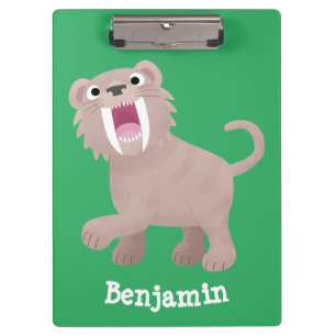 Cute Saber Toothed Tiger Smilodon cartoon Clipboard
