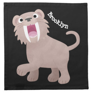 Cute Saber Toothed Tiger Smilodon cartoon Cloth Napkin