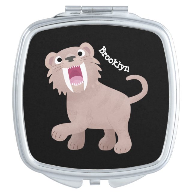 Cute Saber Toothed Tiger Smilodon cartoon Compact Mirror (Front)
