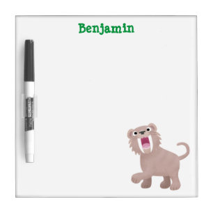 Cute Saber Toothed Tiger Smilodon cartoon Dry Erase Board