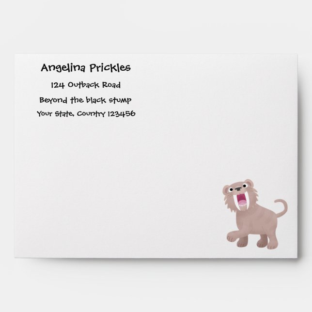 Cute Saber Toothed Tiger Smilodon cartoon Envelope (Front)
