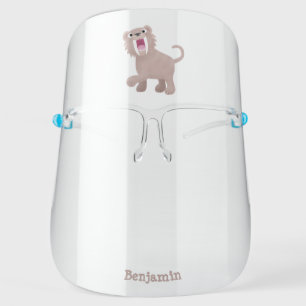 Cute Saber Toothed Tiger Smilodon cartoon Face Shield