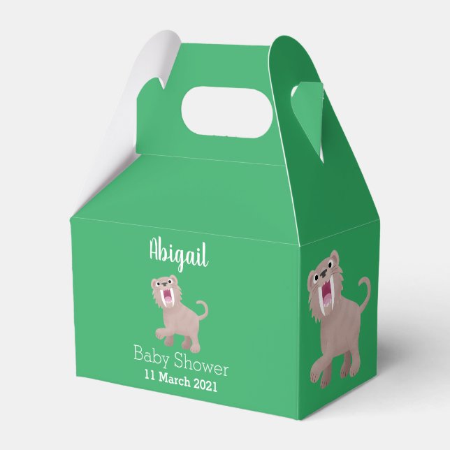 Cute Saber Toothed Tiger Smilodon cartoon Favor Boxes (Front Side)