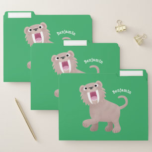 Cute Saber Toothed Tiger Smilodon cartoon File Folder