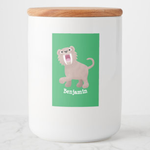Cute Saber Toothed Tiger Smilodon cartoon Food Label