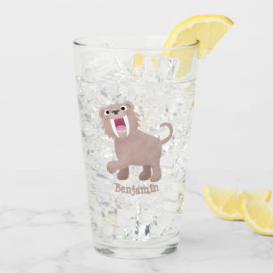 Cute Saber Toothed Tiger Smilodon cartoon Glass