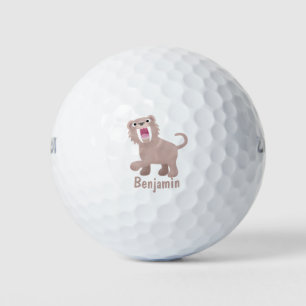 Cute Saber Toothed Tiger Smilodon cartoon Golf Balls