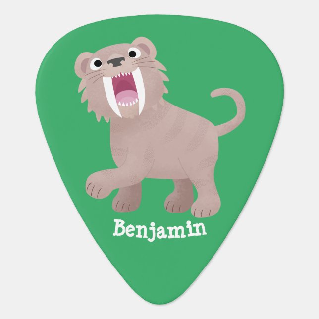 Cute Saber Toothed Tiger Smilodon cartoon  Guitar Pick (Front)