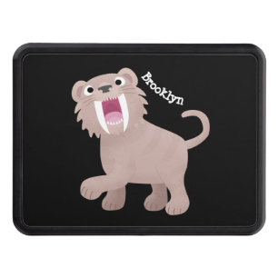 Cute Saber Toothed Tiger Smilodon cartoon Hitch Cover