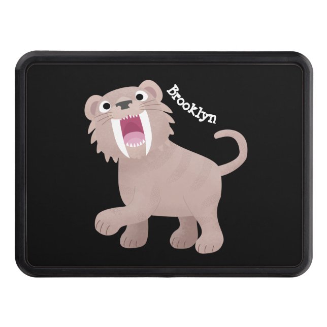 Cute Saber Toothed Tiger Smilodon cartoon Hitch Cover (Front)