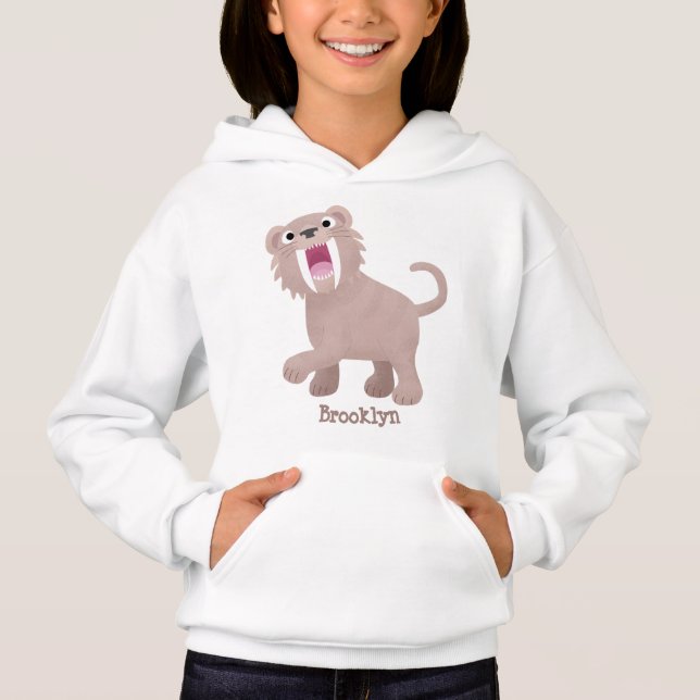 Cute Saber Toothed Tiger Smilodon cartoon Hoodie (Front)