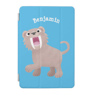 Cute Saber Toothed Tiger Smilodon cartoon iPad Mini Cover