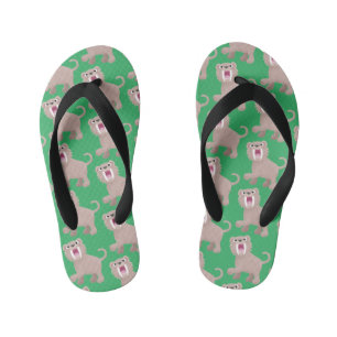 Cute Saber Toothed Tiger Smilodon cartoon Kid's Flip Flops