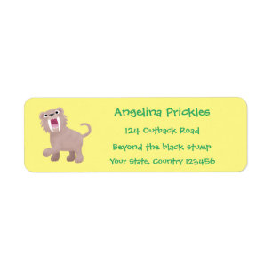 Cute Saber Toothed Tiger Smilodon cartoon Label