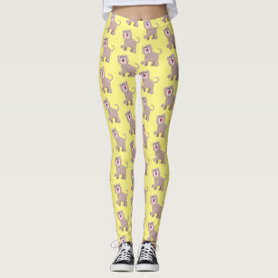 Cute Saber Toothed Tiger Smilodon cartoon Leggings
