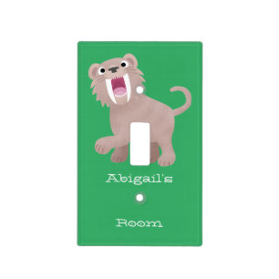 Cute Saber Toothed Tiger Smilodon cartoon Light Switch Cover