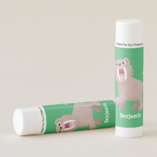 Cute Saber Toothed Tiger Smilodon cartoon Lip Balm