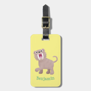 Cute Saber Toothed Tiger Smilodon cartoon Luggage Tag