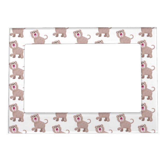 Cute Saber Toothed Tiger Smilodon cartoon Magnetic Frame (Front)
