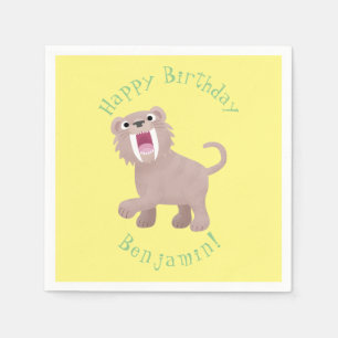 Cute Saber Toothed Tiger Smilodon cartoon Napkins